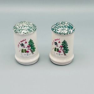 Christmas Salt & Pepper Shakers Snowmen “Let it Snow” 2 Piece